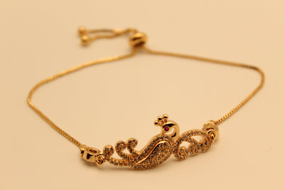 1 Gram Gold Peacock Bracelet with American Diamonds