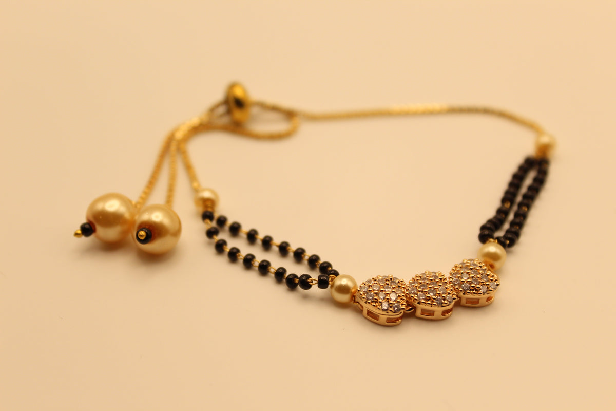 1 Gram Gold Mangalsutra Bracelet with American Diamond Charms
