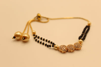 1 Gram Gold Mangalsutra Bracelet with American Diamond Charms