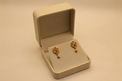 Mini Round Studs with Ruby and White Crystals