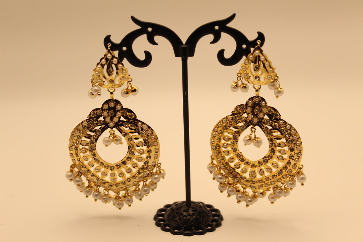 Chandbali Earrings with Pearl Beads