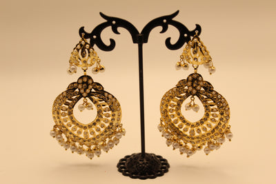 Chandbali Earrings with Pearl Beads