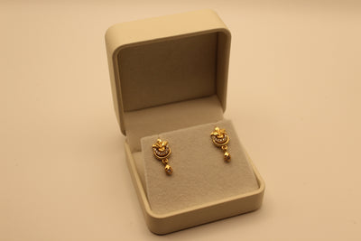 Dainty Leaf Stud Drops with American Diamonds
