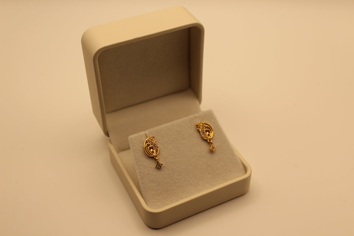 Dainty Paisley Drop Earrings with American Diamonds
