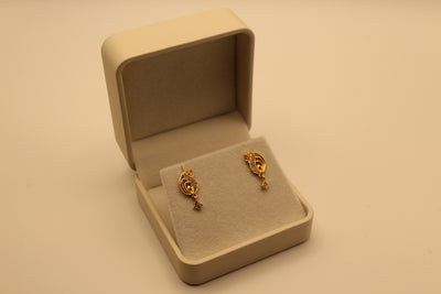Dainty Paisley Drop Earrings with American Diamonds