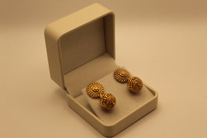 Traditional Etched Bead Mala Set with Earrings - alternate view