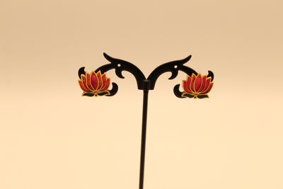 Lotus Necklace Set with Pink Enamel