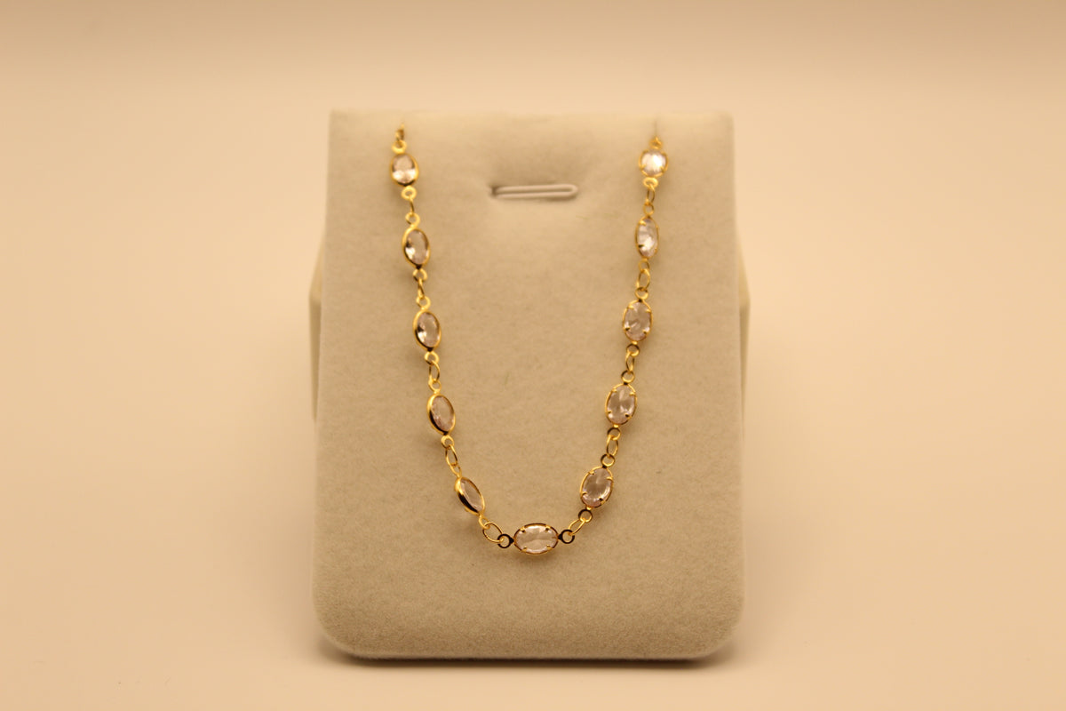 Crystal Station Mala in Gold Finish