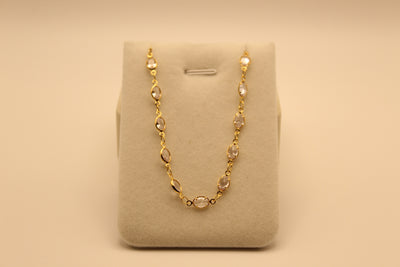 Crystal Station Mala in Gold Finish