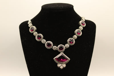 Trendy Purple Crystal Necklace Set