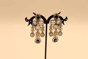 White and Blue American Diamond Necklace Set - alternate view