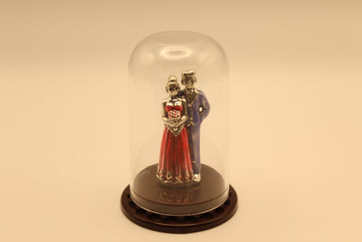 Silver Couple Idol in Glass Dome