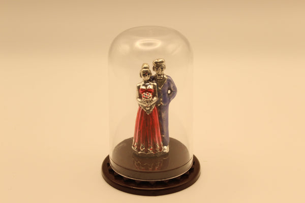 Silver Couple Idol in Glass Dome