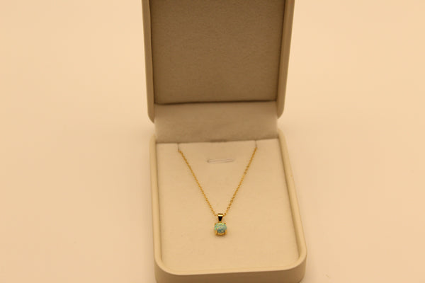 Round Ethiopian Opal Pendant on Gold-Polished Silver Chain