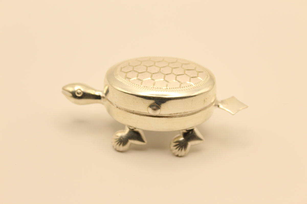 Silver Turtle Haldi Kumkum Container