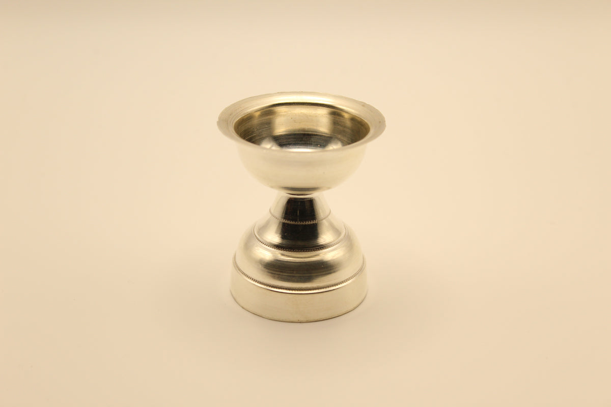 Silver Pedestal Diya Lamp (Small)