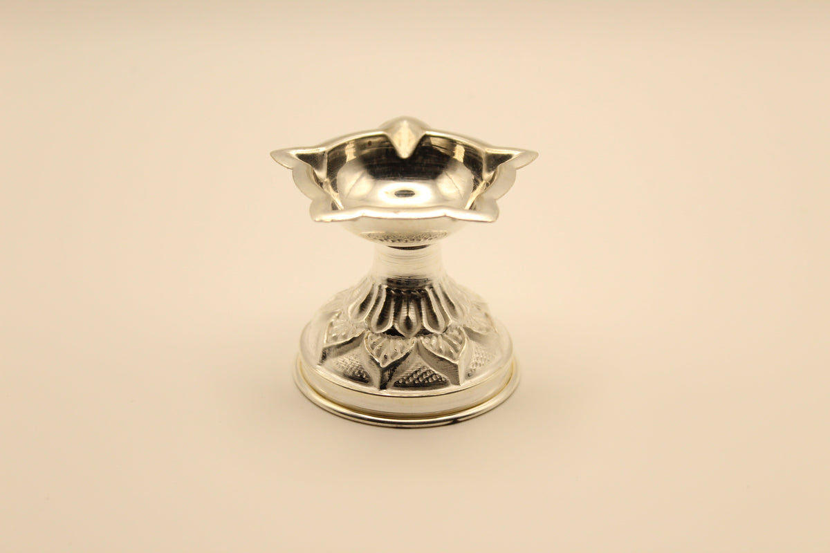 Silver Diya Wick and Oil Lamp
