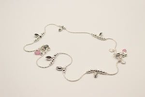 Silver Anklets with Crystal Charm Drops (Pair) - alternate view