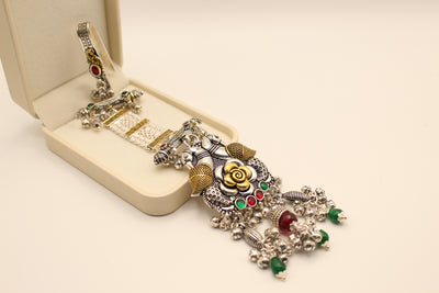 Grand Two-Tone Peacock Challah with Semi-Precious Stones