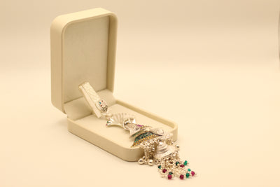 Large Silver Challah with Multicolour Pave Bells