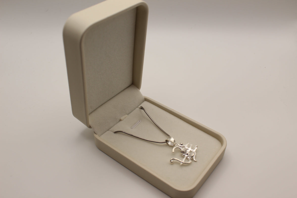 Silver Trishul Damru Pendant with Chain