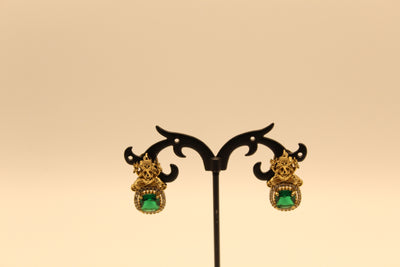 Victorian Ganesh Pendant with Green Crystal (Wear as Brooch)